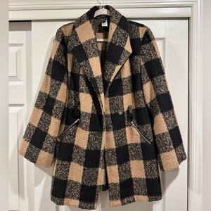Plaid Black and Tan Women's Coat